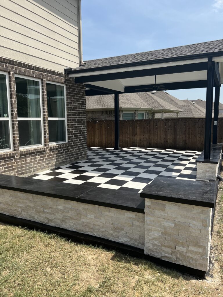Custom stamp concrete installation with modern layout and clean edges in McKenney, Texas